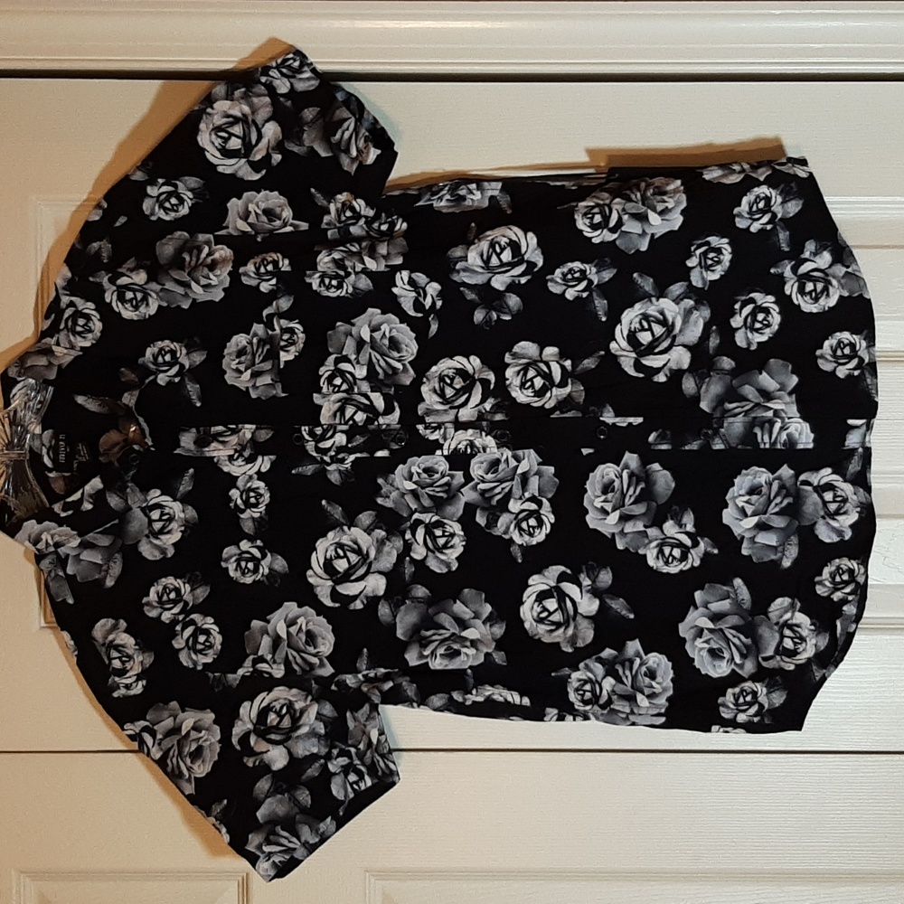 Black and White Rose Floral Mens Shirt